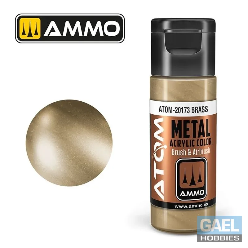 AMMO ATOM ACRYLIC COLOR 20mL METALLIC Brass #ATOM-20173