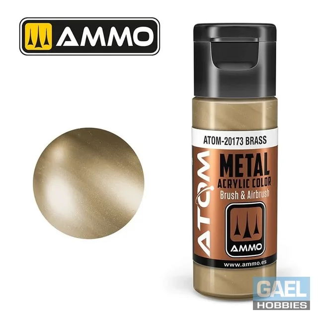 AMMO ATOM ACRYLIC COLOR 20mL METALLIC Brass #ATOM-20173