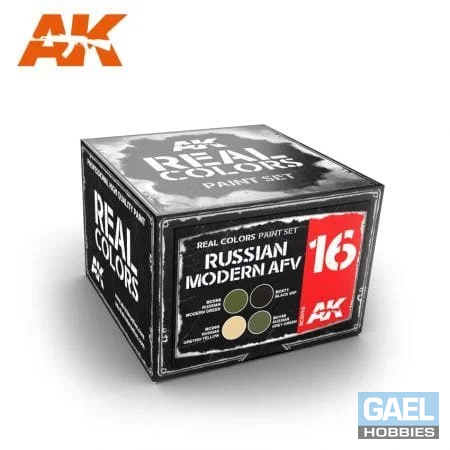 AK REAL COLORS: Russian Modern AFV RCS16 Acrylic Lacquer Paint Set (4)x10ml)