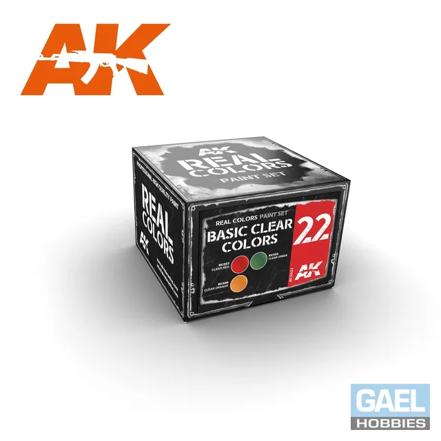AK REAL COLORS: Basic Clear Colors RCS22 Acrylic Lacquer Paint Set (3)x10ml