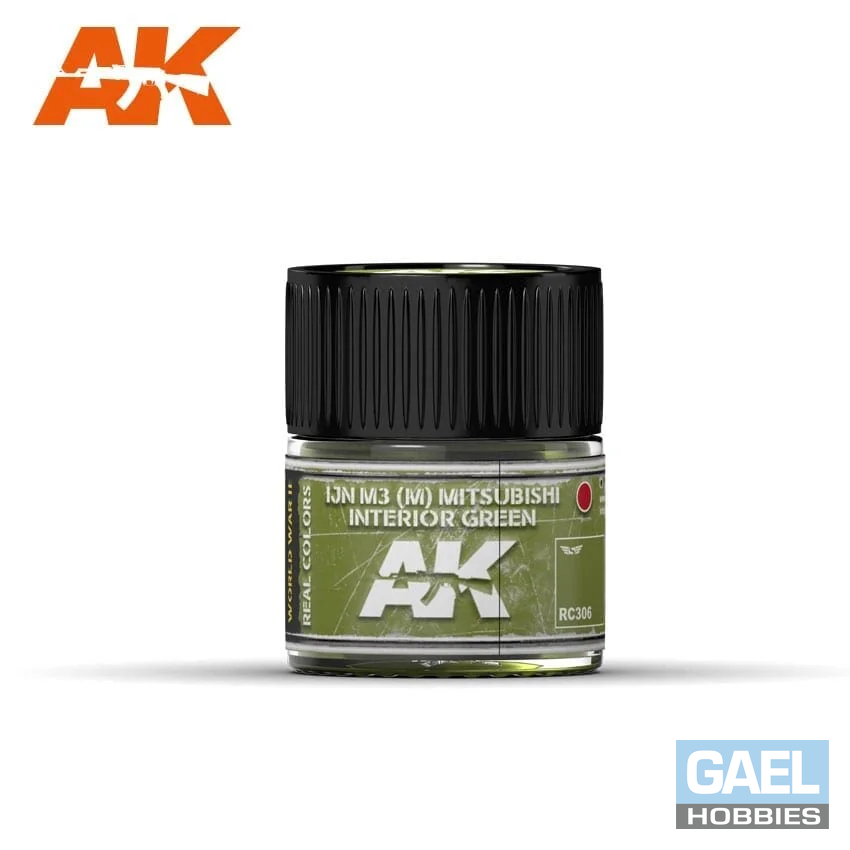 AK REAL COLORS: WWII IJN M3 Mitsubishi Interior Green Acrylic Lacquer Paint 10ml Bottle