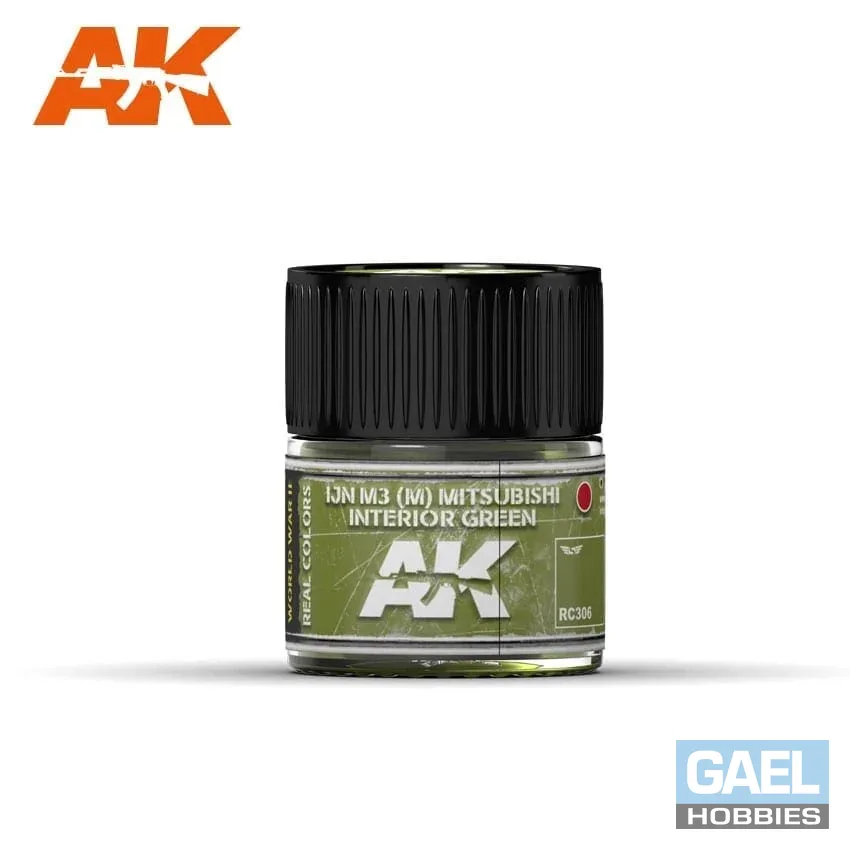 AK REAL COLORS: WWII IJN M3 Mitsubishi Interior Green Acrylic Lacquer Paint 10ml Bottle