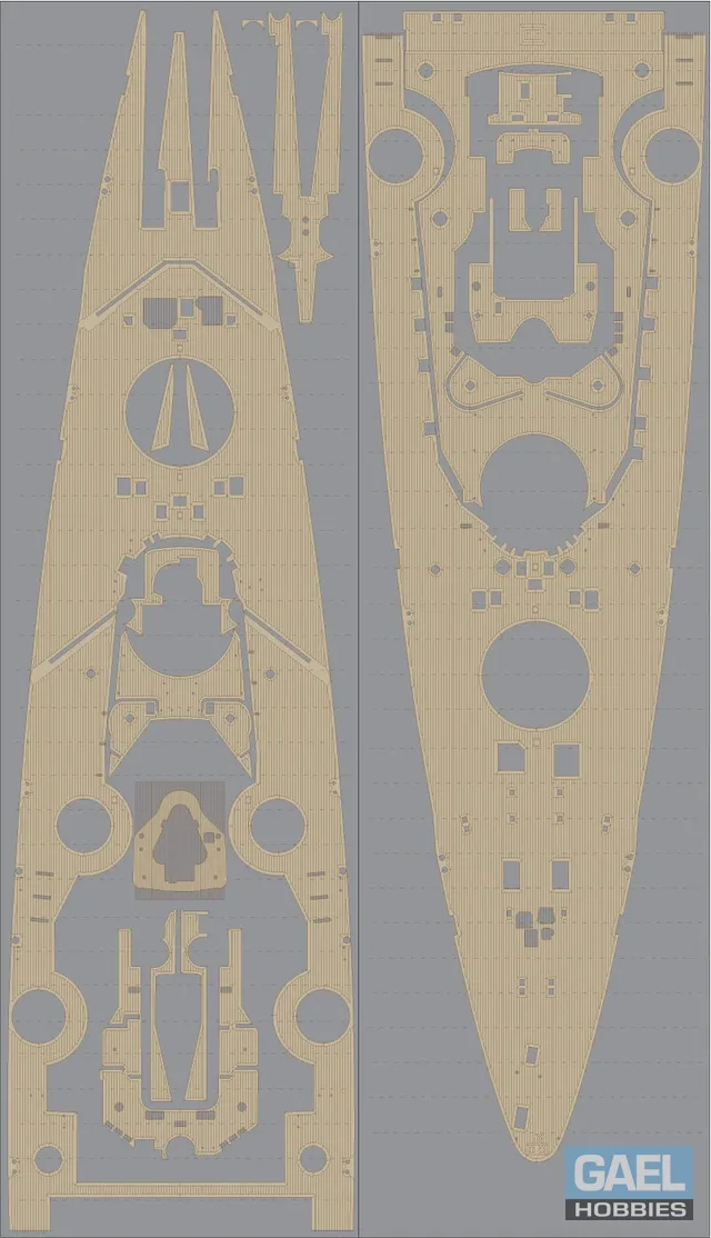 1/350 Pontos Model DKM Bismarck Wooden Deck Type R (Revell Kit) #35013WD1