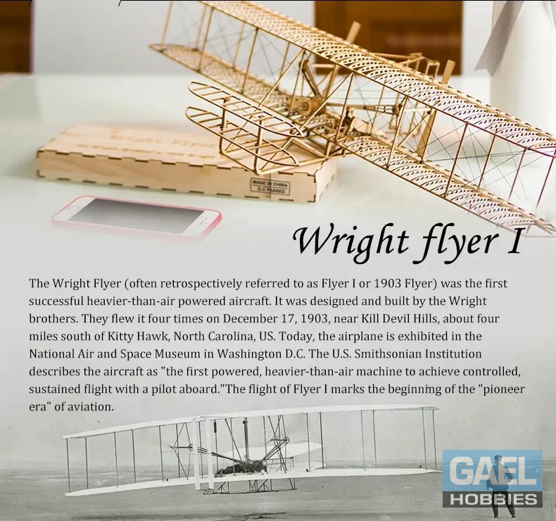 1/24 Dancing Wings Hobby Wright Flyer-1 Wood Kit VC01 500mm (19.7")