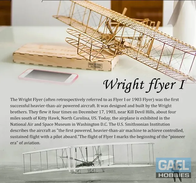1/24 Dancing Wings Hobby Wright Flyer-1 Wood Kit VC01 500mm (19.7")