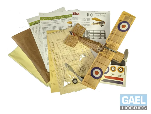 Henson's Flying Machines Se5a 22 inch Peanut Laser-Cut [FREE-FLIGHT] Balsa Kit