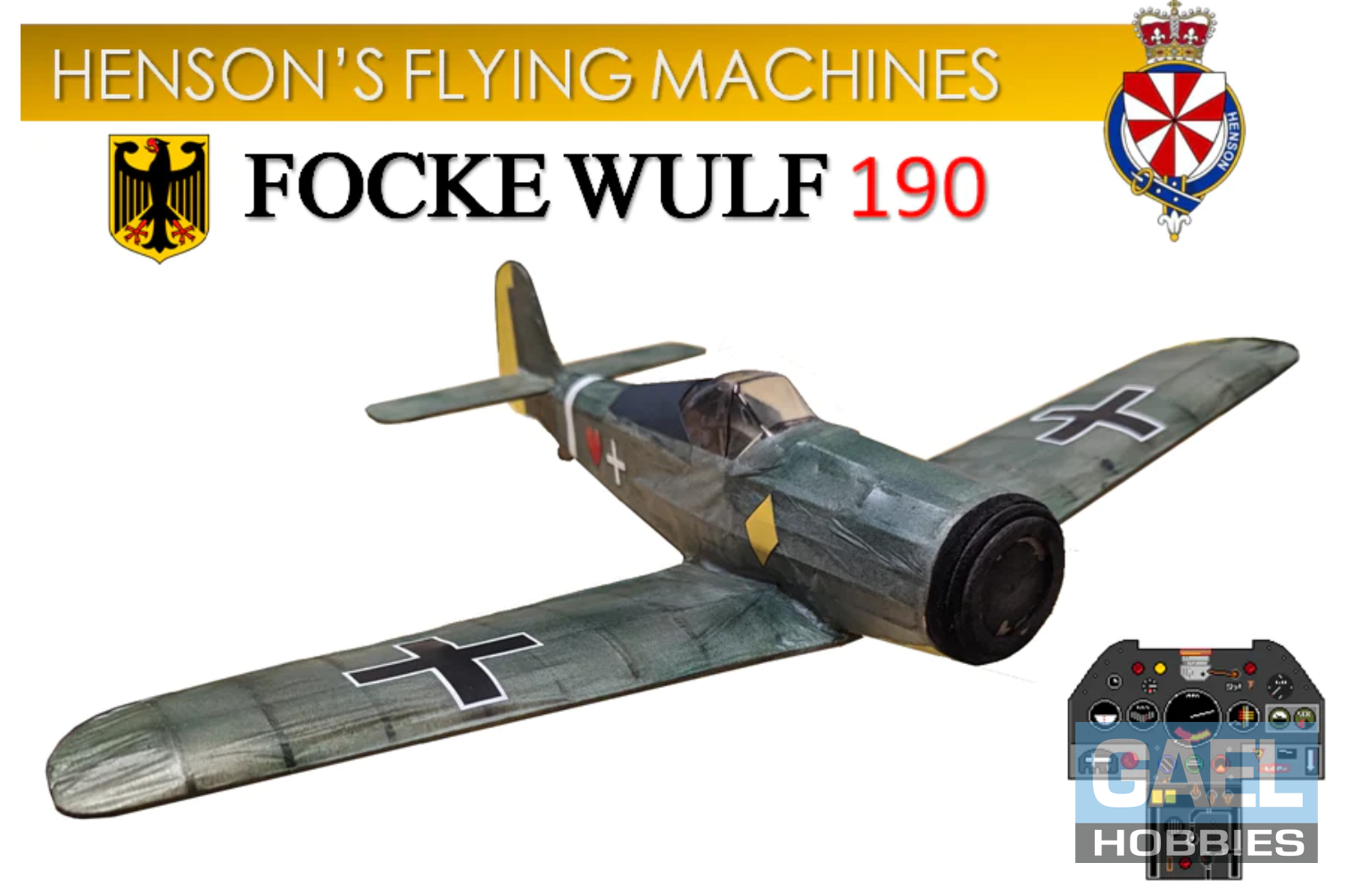 Henson's Flying Machines Focke Wulf 190a 20 inch [FREE FLIGHT] Balsa Kit