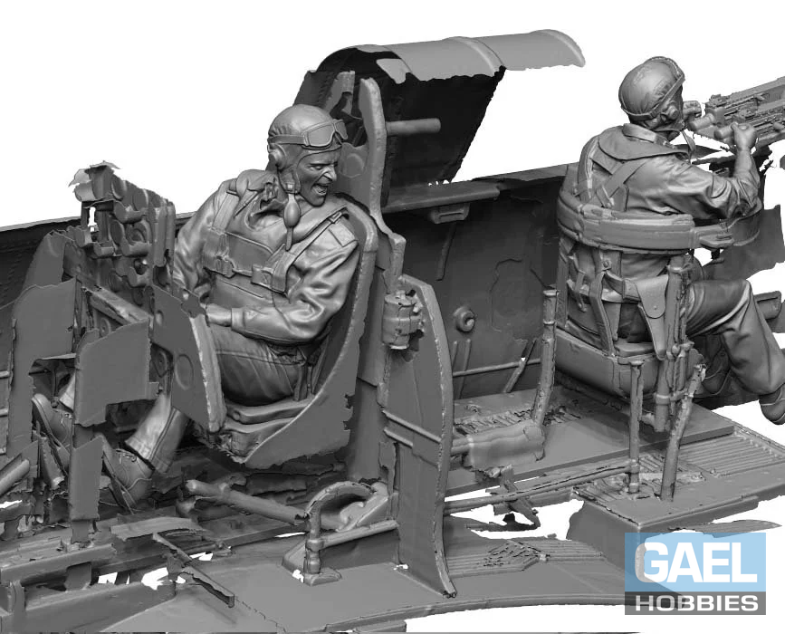 1/72 Legend Productions WW2 US Navy Pilot & Rear Gunner Set 2 (4 Heads) #LA7225