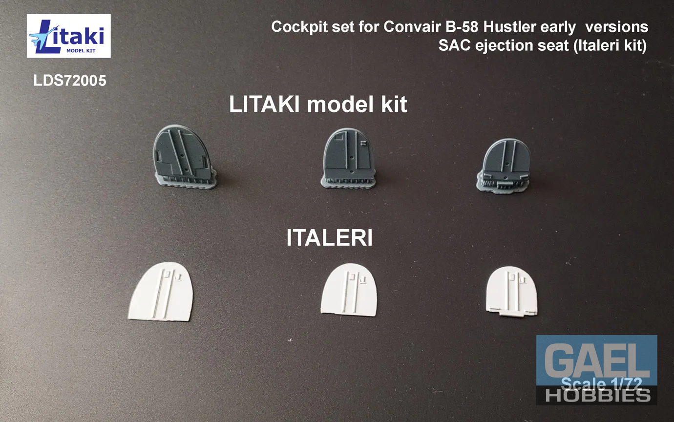 1/72 Litaki Cockpit Set for Convair B-58 Hustler Early Versions SAC Ejection Seat (Italeri) #LDS72005