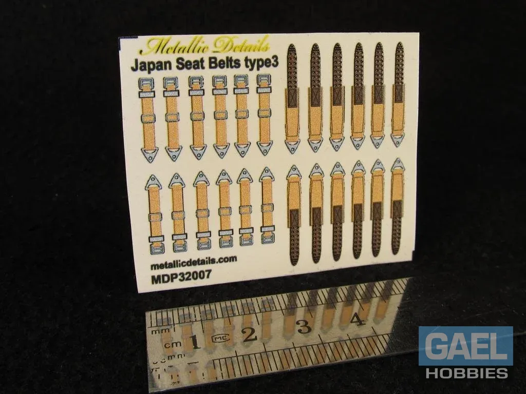 1/32 Metallic Details Japan Seat Belts Type 3 3D Decals #MDP32007