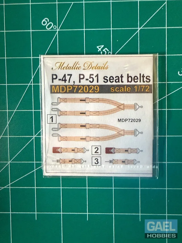 1/72 Metallic Details P-47, P-51 Seat Belts 3D Decals #MDP72029