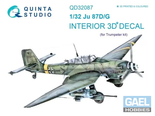 1:32 Quinta Studio Interior 3D Decal - Ju87D Ju87G Stuka (TRP kit) #QD32087