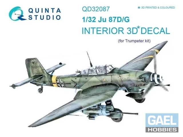 1:32 Quinta Studio Interior 3D Decal - Ju87D Ju87G Stuka (TRP kit) #QD32087
